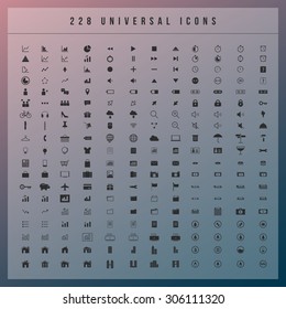 Set of 228 universal modern  icons for web and mobile
