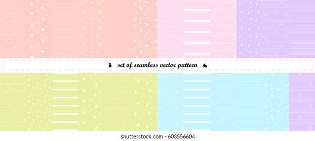 Set of 23 seamless pattern vector. Spring colors. Easter theme. Can used for kid's wear or linen.