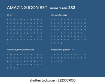 Set of 233 Quality icon ( General, System, Money, Electronics, Media and Web icons )