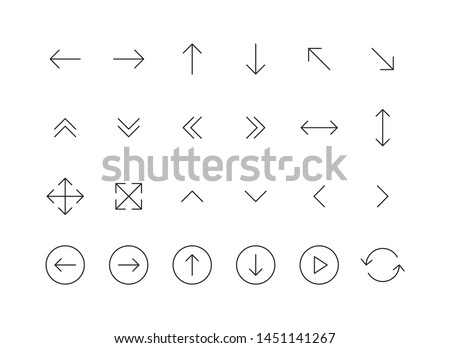 Set of 24 Arrows web icons in line style. Arrow, arrows. Vector illustration.