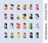 set of 24 avatar character isometric profession. you can break the asset and make new character from it.