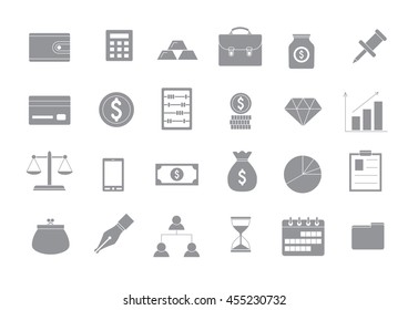 Set of 24 Banking and finance gray vector icons 