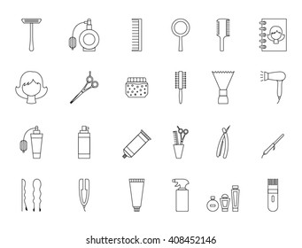 Set of 24 Barbershop black icons 