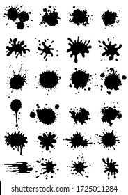 Set of 24 blots paint splashes.Paint blots collection
different sizes and shapes of liquid blots.