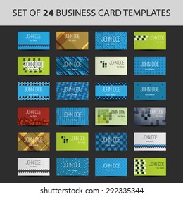 Set of 24 Business Card Templates - Colorful Backgrounds and Designs