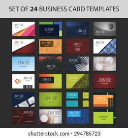 Set of 24 Business Card Templates - Colorful Backgrounds and Designs