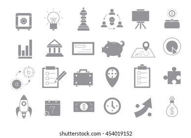 Set of 24 Business gray strategy vector icons