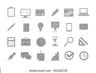Set of 24 Business gray vector icons 