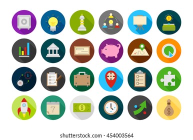 Set of 24 business round strategy vector icons 