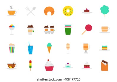 Set of 24 Cafeteria food vector icons 