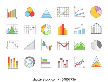 Set of 24 Charts colorful icons set
