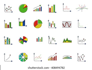 Set of 24 Charts colorful vector icons 