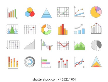 Set of 24 Charts vector icons set