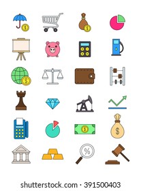 Set of 24 of color economy icons