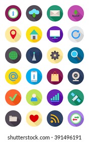 Set of 24 color round Internet icons 