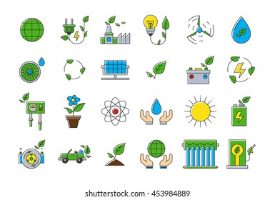 Set of 24 Colorful eco vector icons 