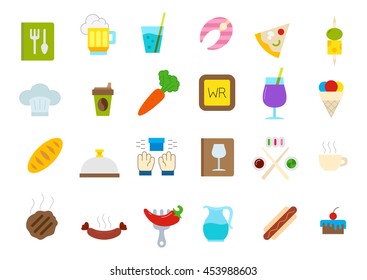 Set of 24 Diner isolated vector icons 