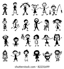 Set of 24 drawing people's for your design