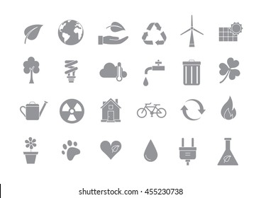 Set of 24 Eco gray vector icons 