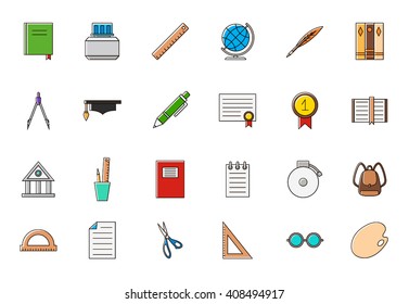 Set of 24 Education colorful icons 