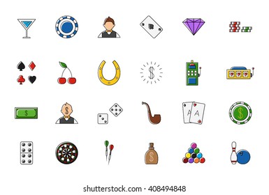 Set of 24 Game of chance colorful vector icons