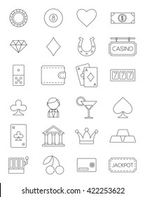 Set of 24 games of chance black vector icons 