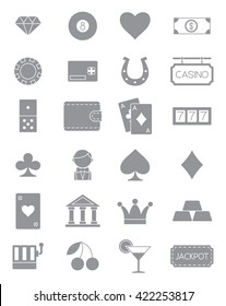 Set of 24 games of chance gray vector icons 