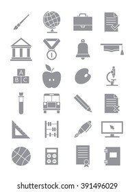 Set of 24 grey school icons