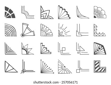 Set of 24 hand drawn corners and design elements