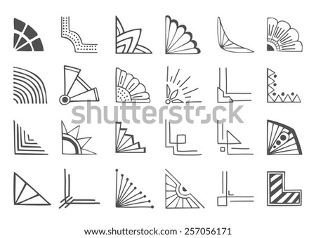 Set of 24 hand drawn corners and design elements