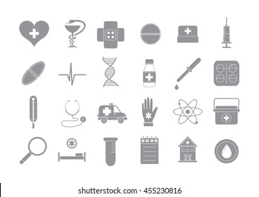 Set of 24 Hospital gray vector icons 