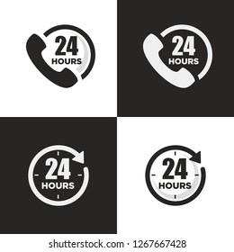 Set of 24 hours icon symbol