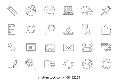 Conjunto de 24 iconos negros de Internet 