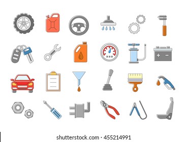 Set of 24 Mechanic vector icons 