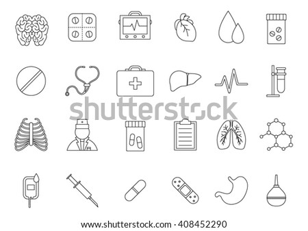 Set of 24 Medecine icons 