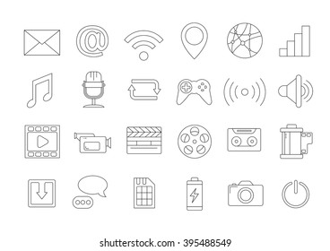 Set of 24 media icons