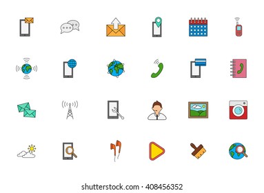 Set of 24 Mobile services colorful icons 