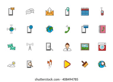 Set of 24 Mobile services colorful vector icons