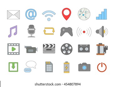 Set of 24 Multimedia colorful icons 