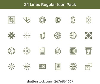 Set of 24 Regular Outline-style icons themed around Lines, crafted for seamless integration in apps and websites.