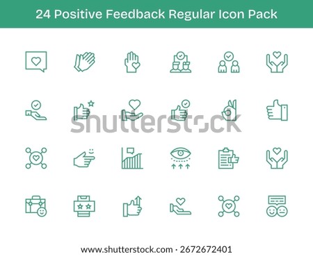 Set of 24 Regular Outline-style icons themed around Positive Feedback, crafted for seamless integration in apps and websites.