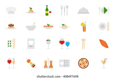 Set of 24 Restaurant food vector icons 