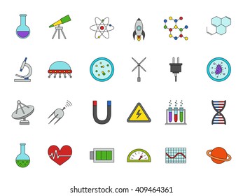 Set of 24 Science colorful icons 