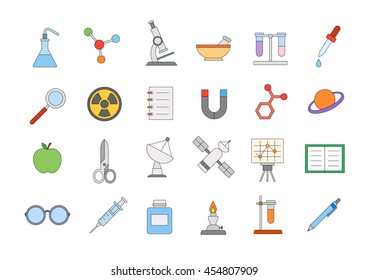 Set of 24 Science colorful icons 