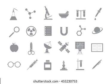 Set of 24 Sciense gray vector icons 