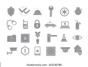 Set of 24 Security system gray vector icons