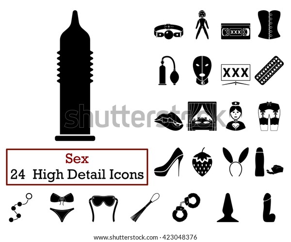 Set 24 Sex Icons Black Colorvector Stock Vector Royalty Free 423048376 Shutterstock