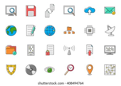 Set of 24 IT technology colorful vector icons