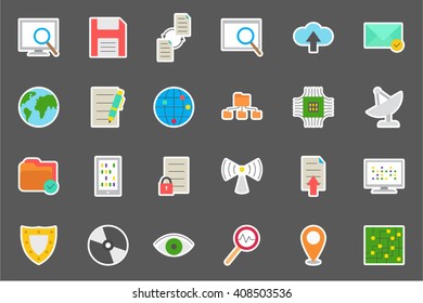 Set of 24 IT technology isolated icons 