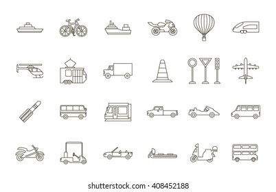 Set of 24 Transport black icons